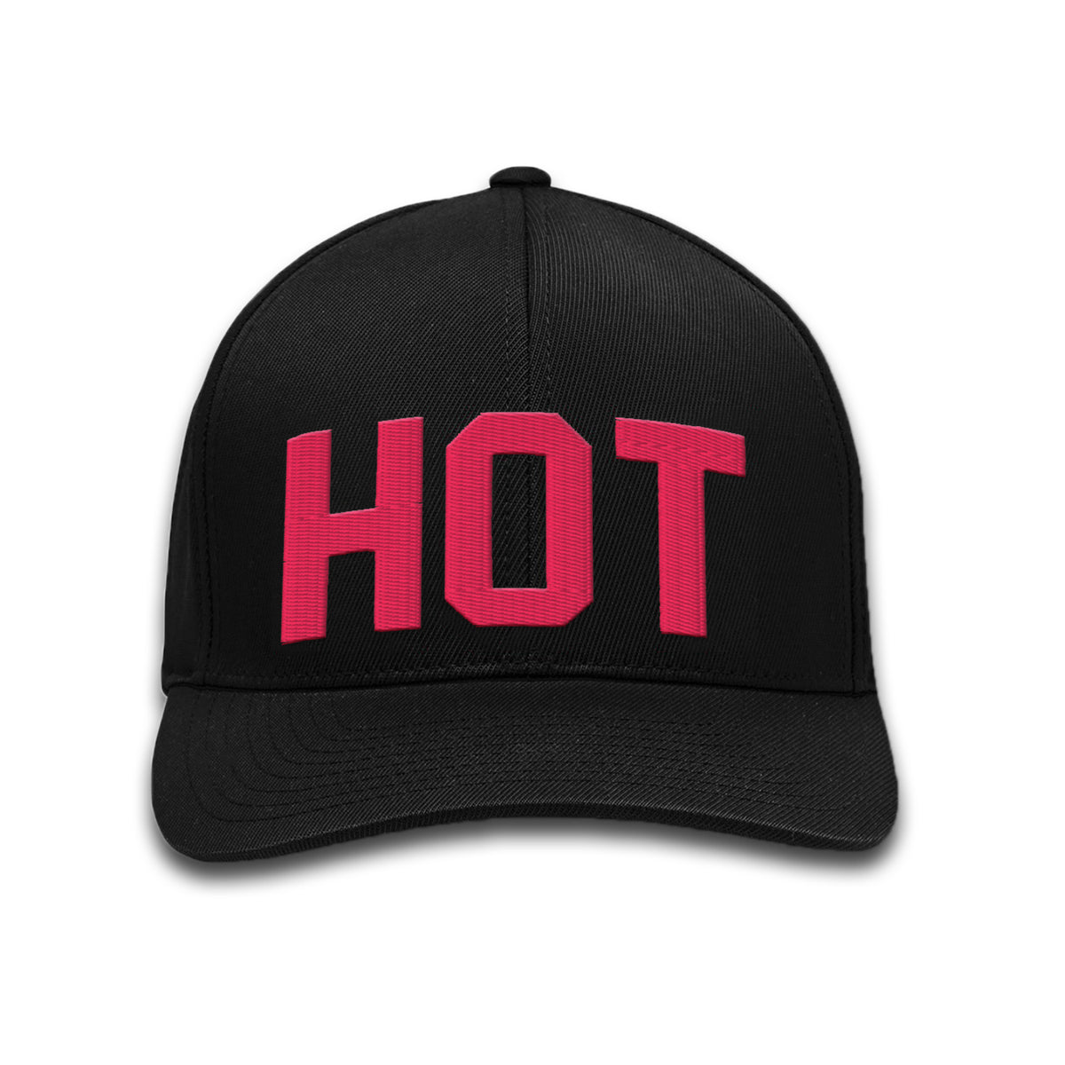 black snapback hat from GFORE that has red HOT lettered on the front