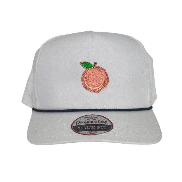 White Rope Hat with Peach Logo